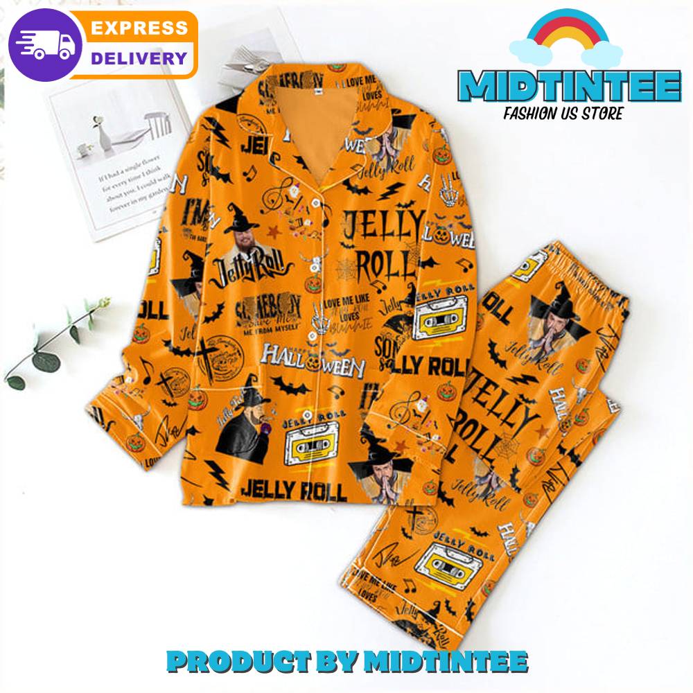 Jelly Roll Happy Halloween Orange Long Sleeve Or Short Sleeve Pyjama Pajama Set With Pants Hg