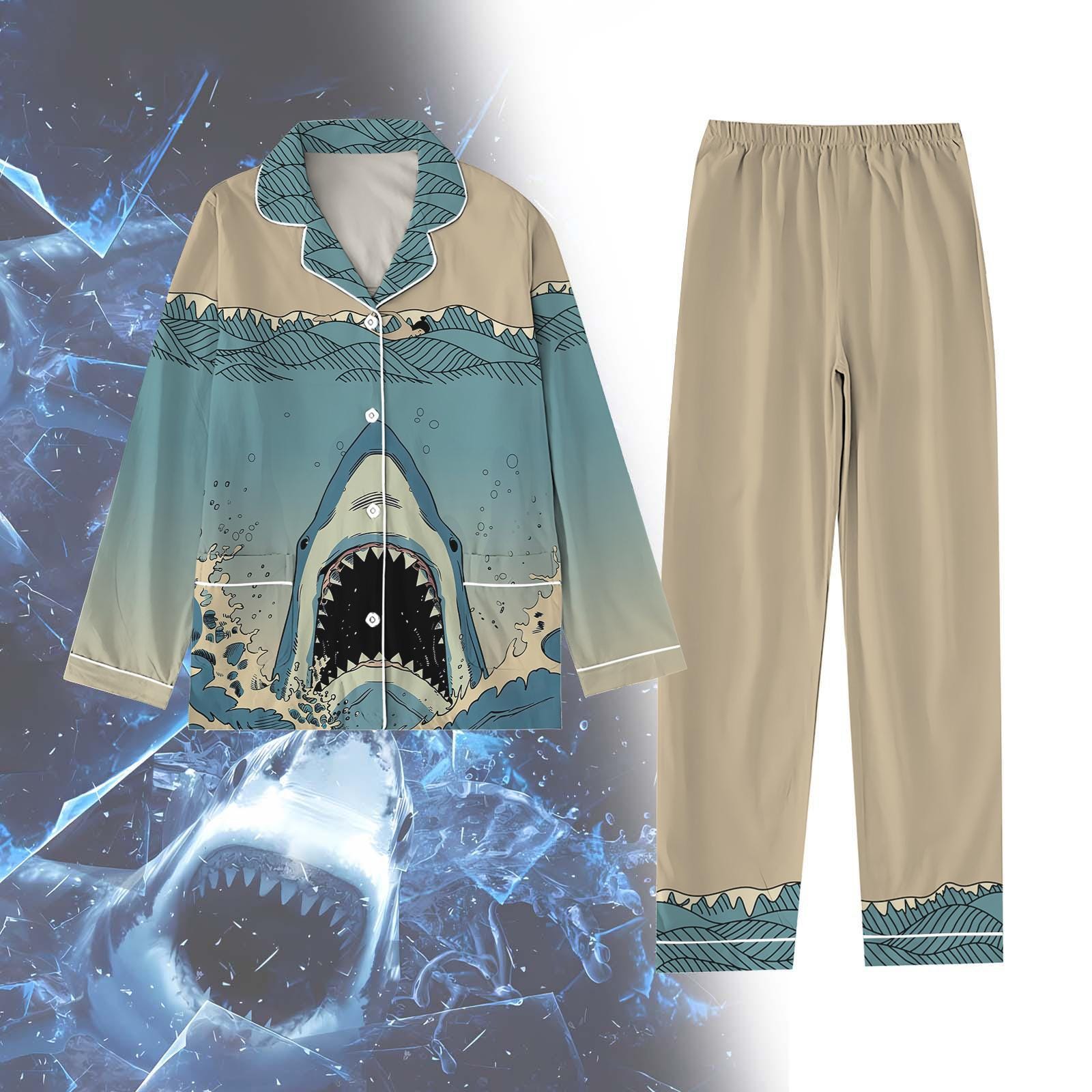 Halloween Pajama Jaws Shark Pajama Jaws Women Pajama Horror Shark Pajama Set Hg Jaws Movie Shirt Gift For Her