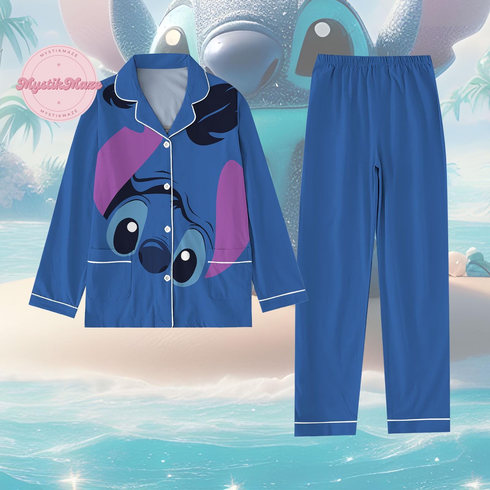 Halloween Stitch Pajama Set Hg Lilo And Stitch Shirt Disney Trip Tee Blue Dog Holiday Pajama Set