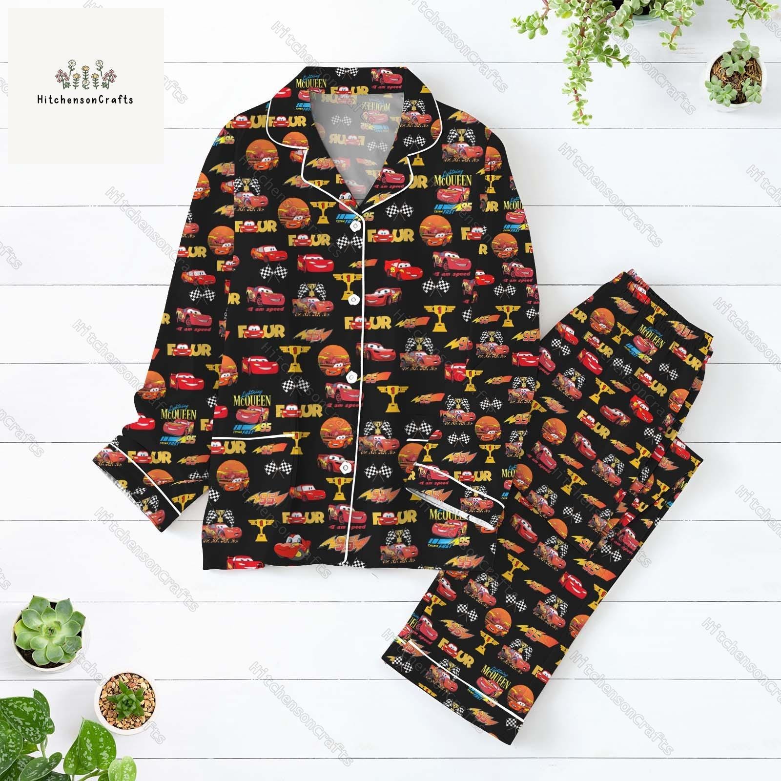 Lightning Mcqueen Long Sleeve Or Short Sleeve Pyjama Pajama Set