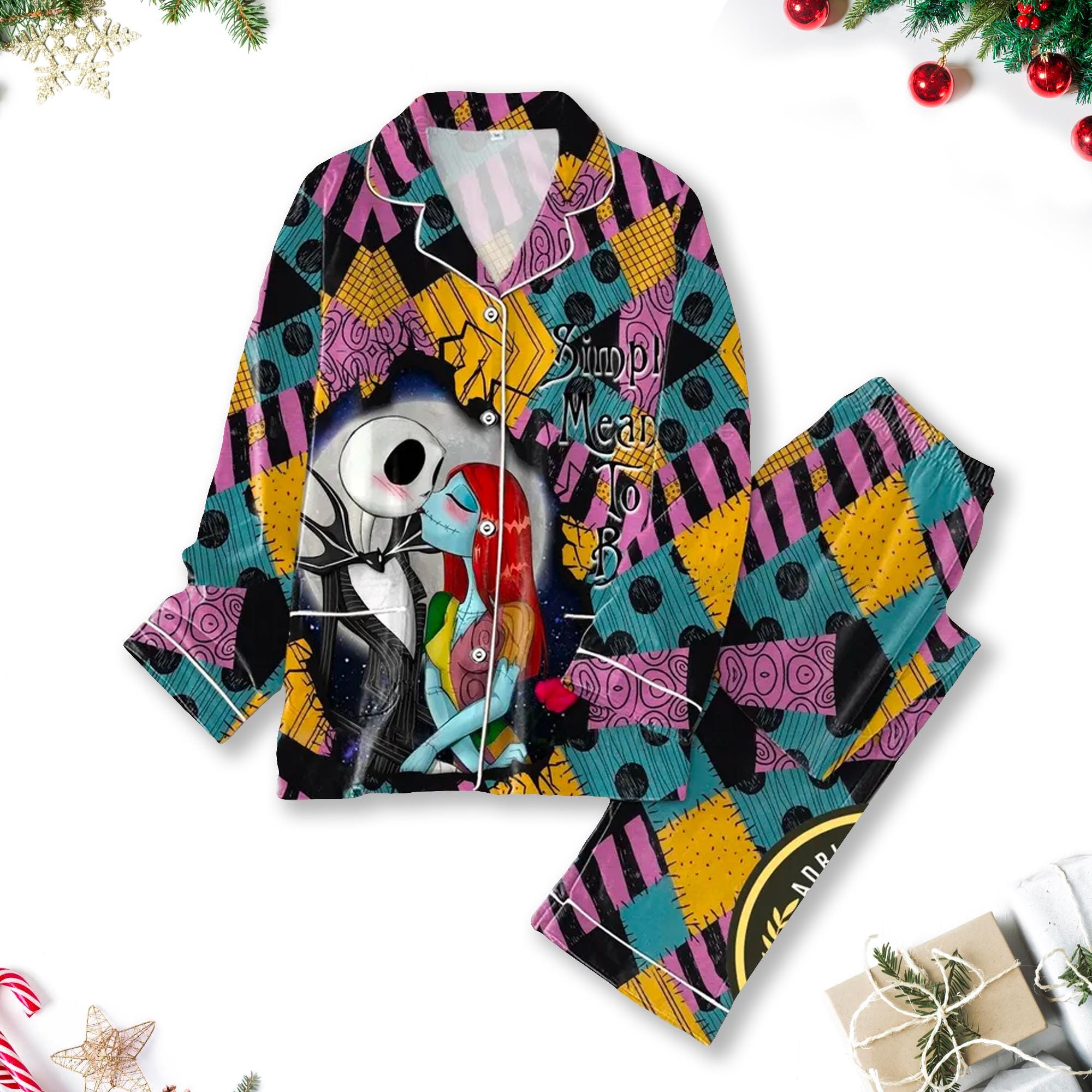Jack Skellington And Sally Pajama Nightmare Before Pajama Set Women Movie Party Gift Horror Halloween Shirt Hg