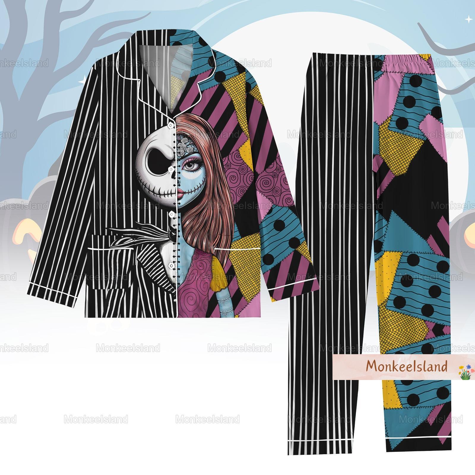 Halloween Jack And Sally Costume Pajama Set