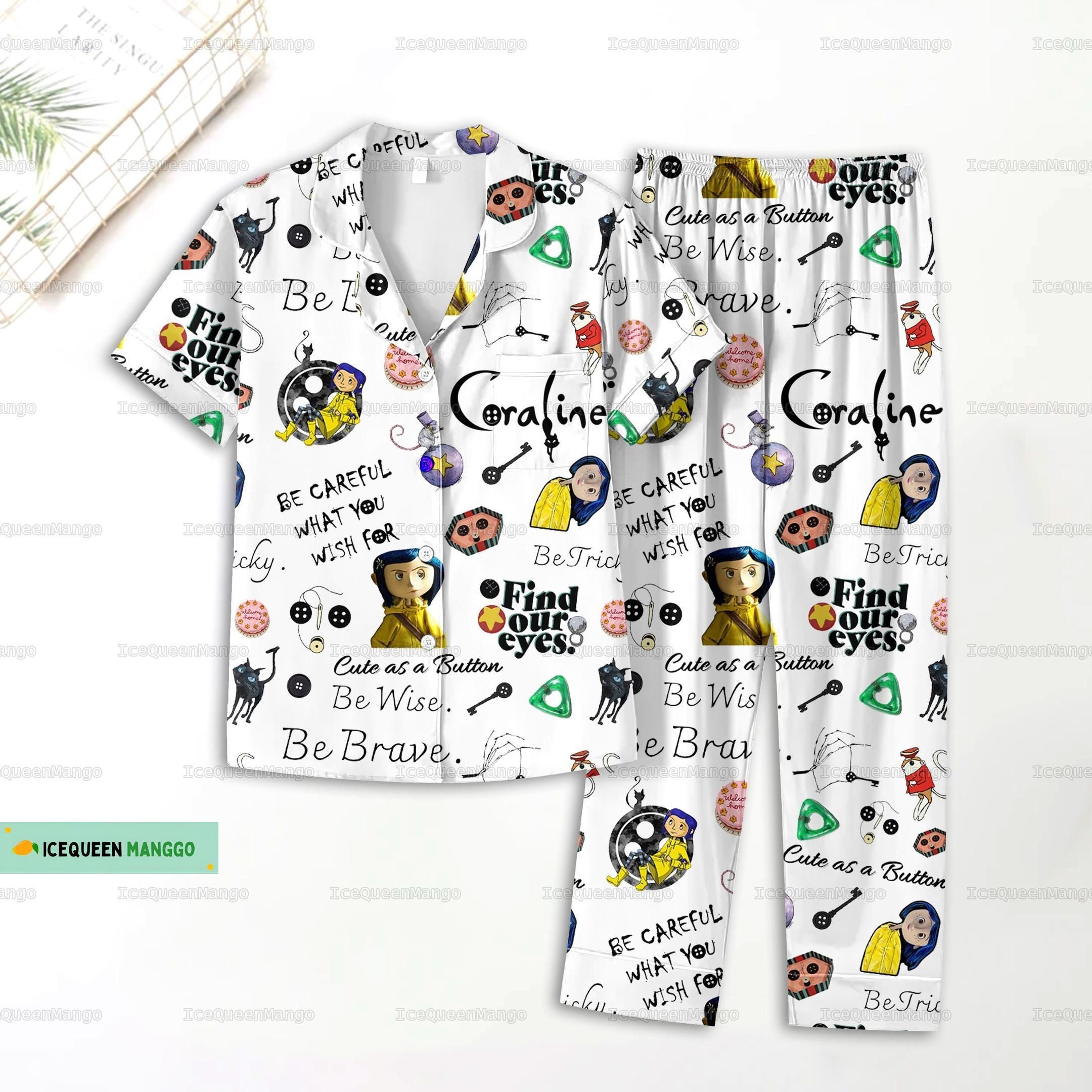 Coraline Doll Long Sleeve Or Short Sleeve Pyjama Pajama Set