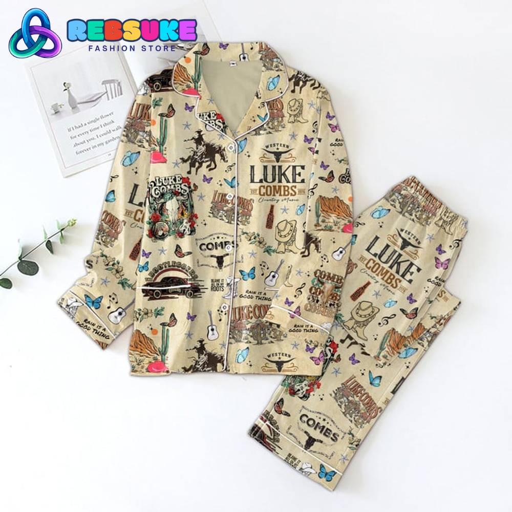 Luke Combs Rain Is Good Thing Pyjama Pajama Set Nva