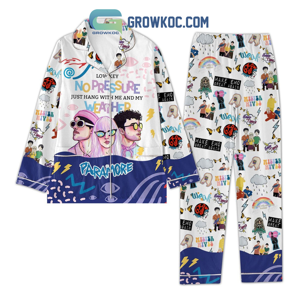 Paramore Low Key No Pressure Just Hang With Me And My Weather Pyjama Pajama Set Nva