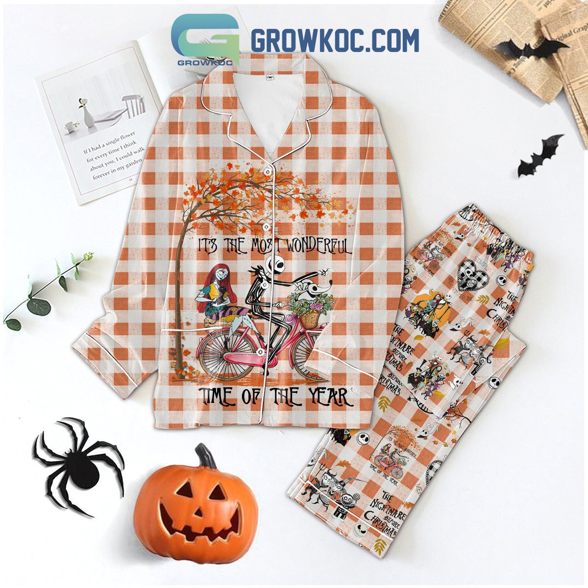 Jack Skellington The Nightmare Before Fall It?S The Most Wonderful Time Of The Years Pyjama Pajama Set Nva