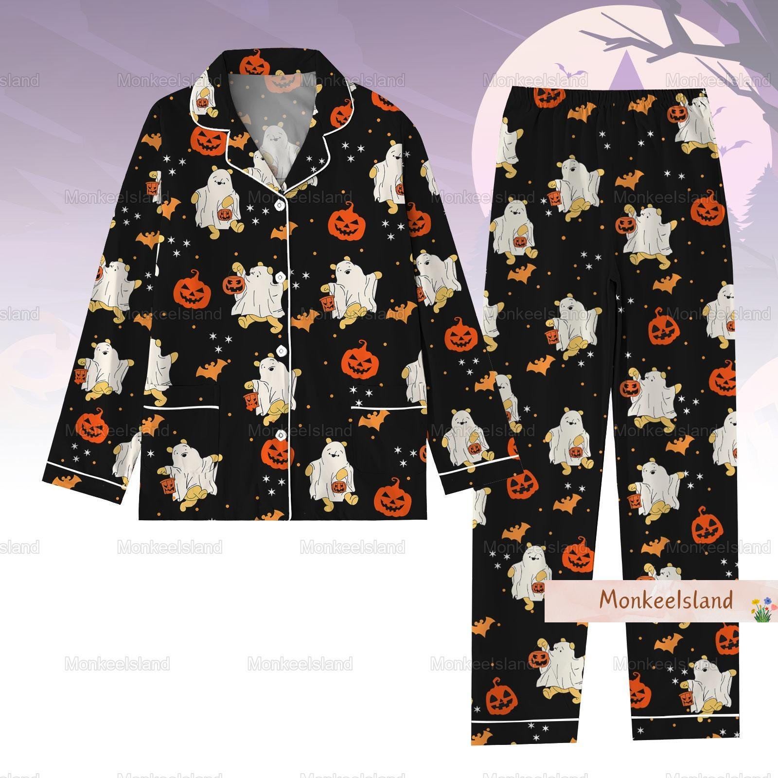 Halloween Winnie The Pooh Ghost Pajama Set