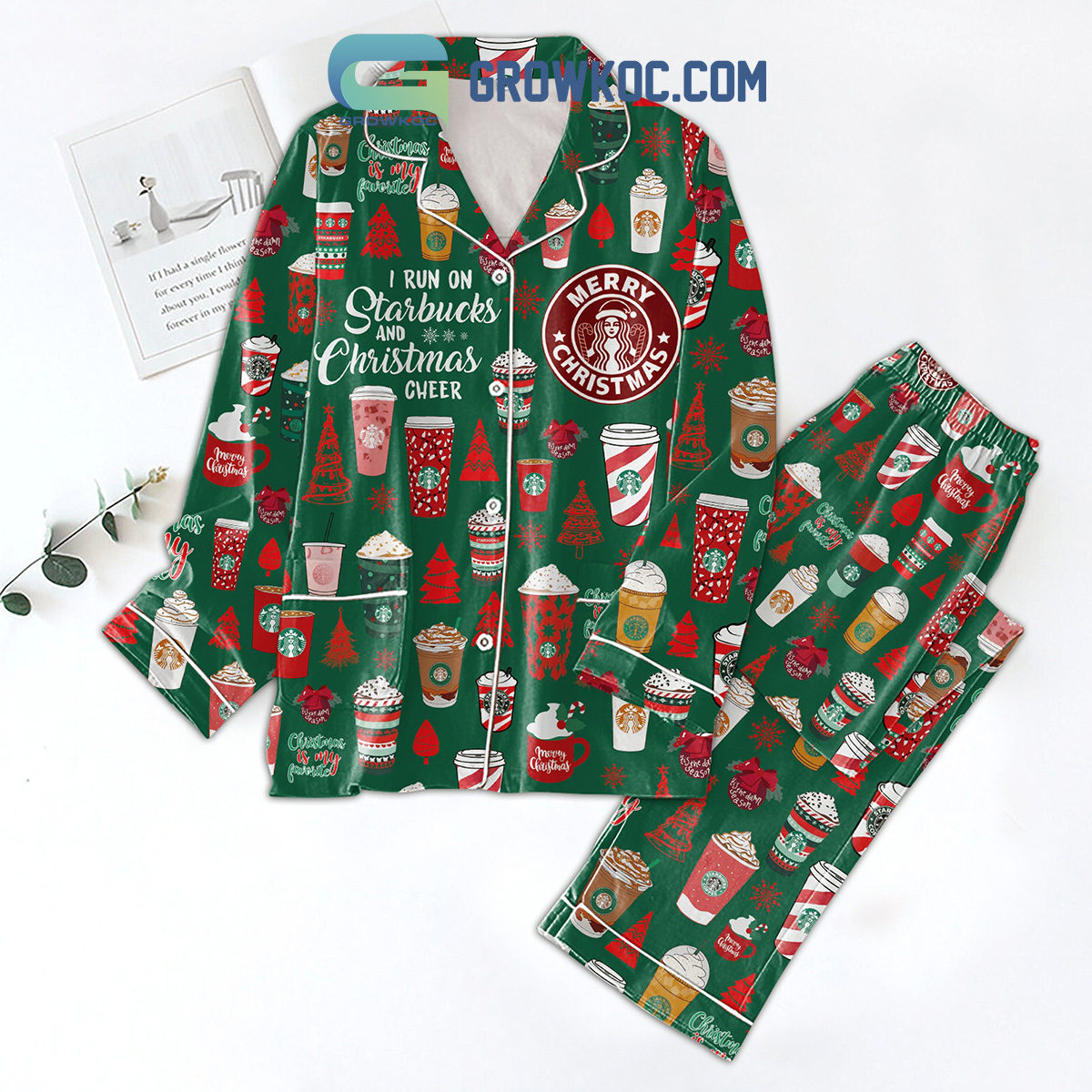 I Run On Starbucks And Cheer Pyjama Pajama Set Nva