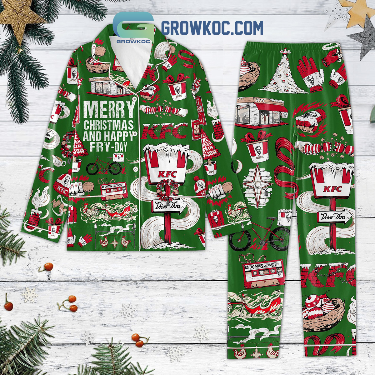 Kfc Merry And Happy Fry Day Pyjama Pajama Set Nva