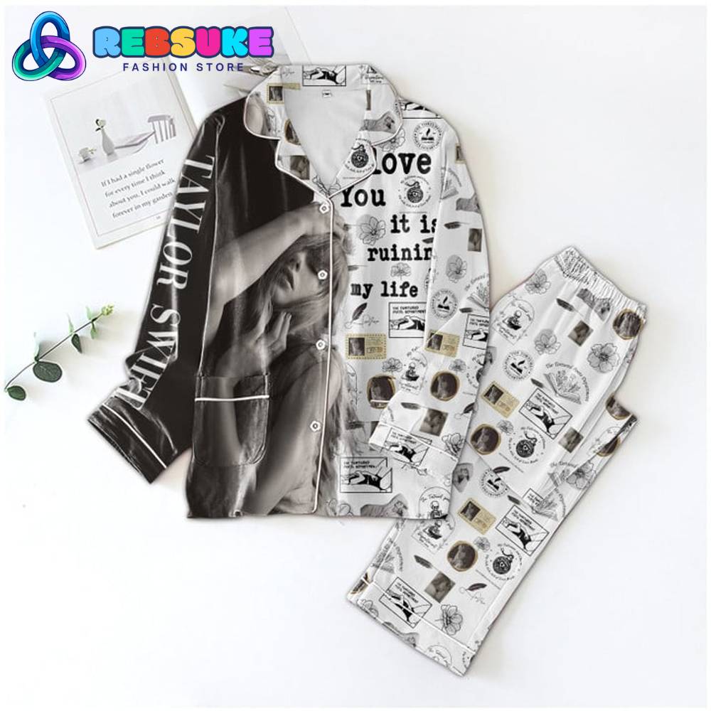 Ts Swift Swifties The Tortured Poets Department Black White Pyjama Pajama Set Nva