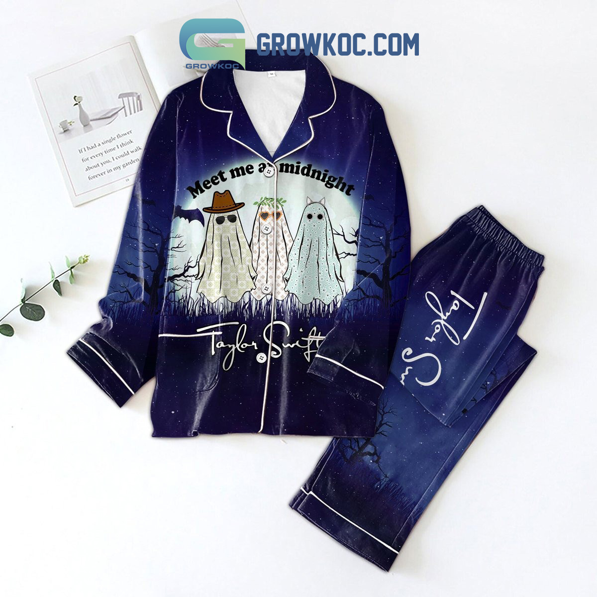 Ts Swiftie Meet Me At Midnight Ghost Halloween Pyjama Pajama Set Nva