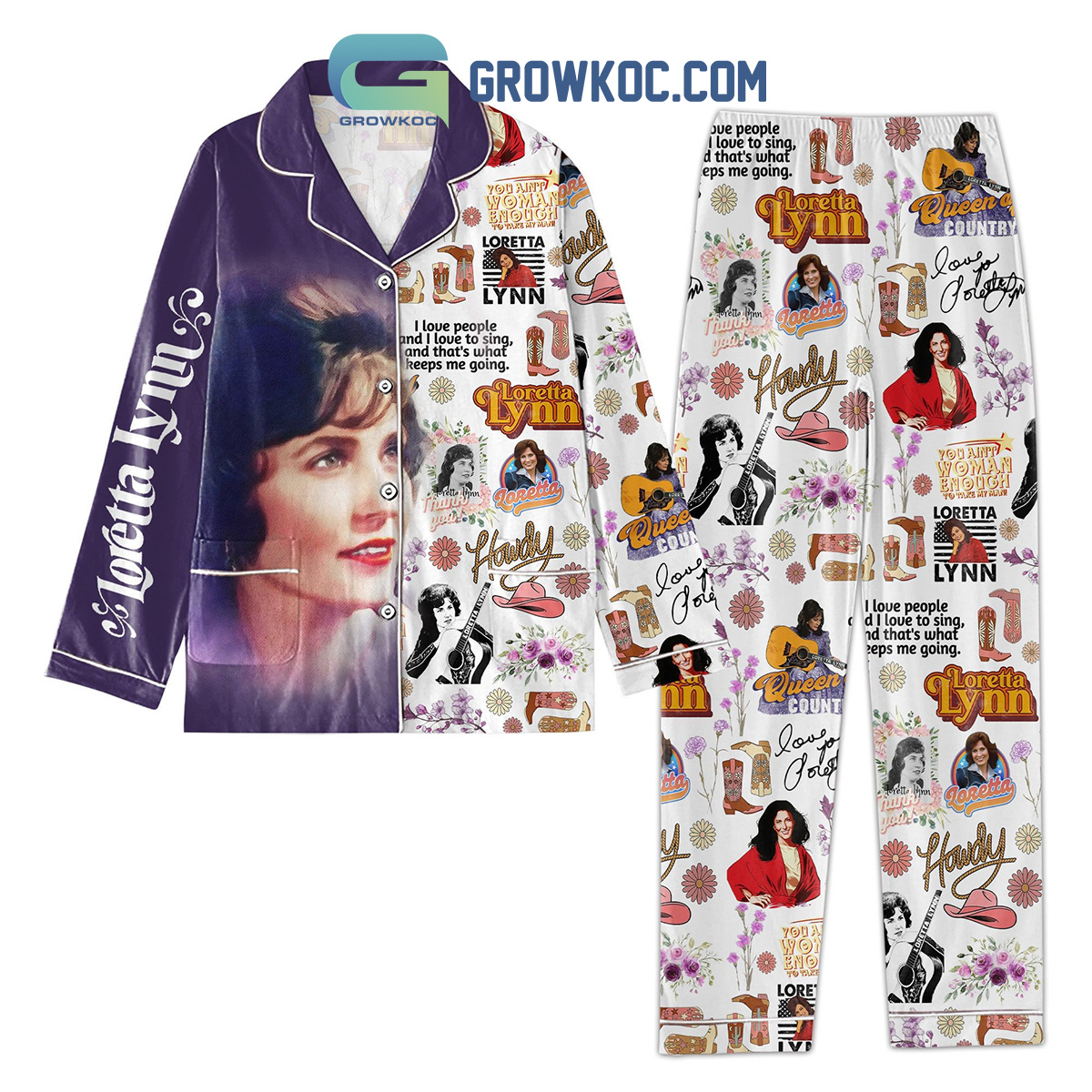 Loretta Lynn I Love People And I Love To Sing Pyjama Pajama Set Nva