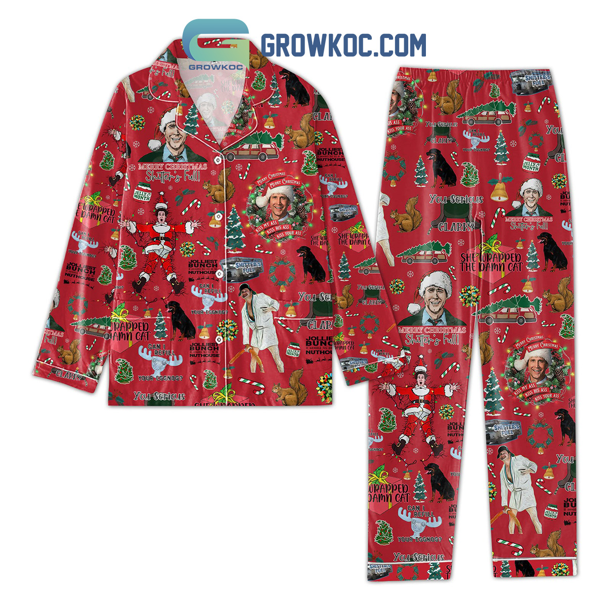 Merry Shitter?S Full She Wrapped The Damn Cat Pyjama Pajama Set Nva