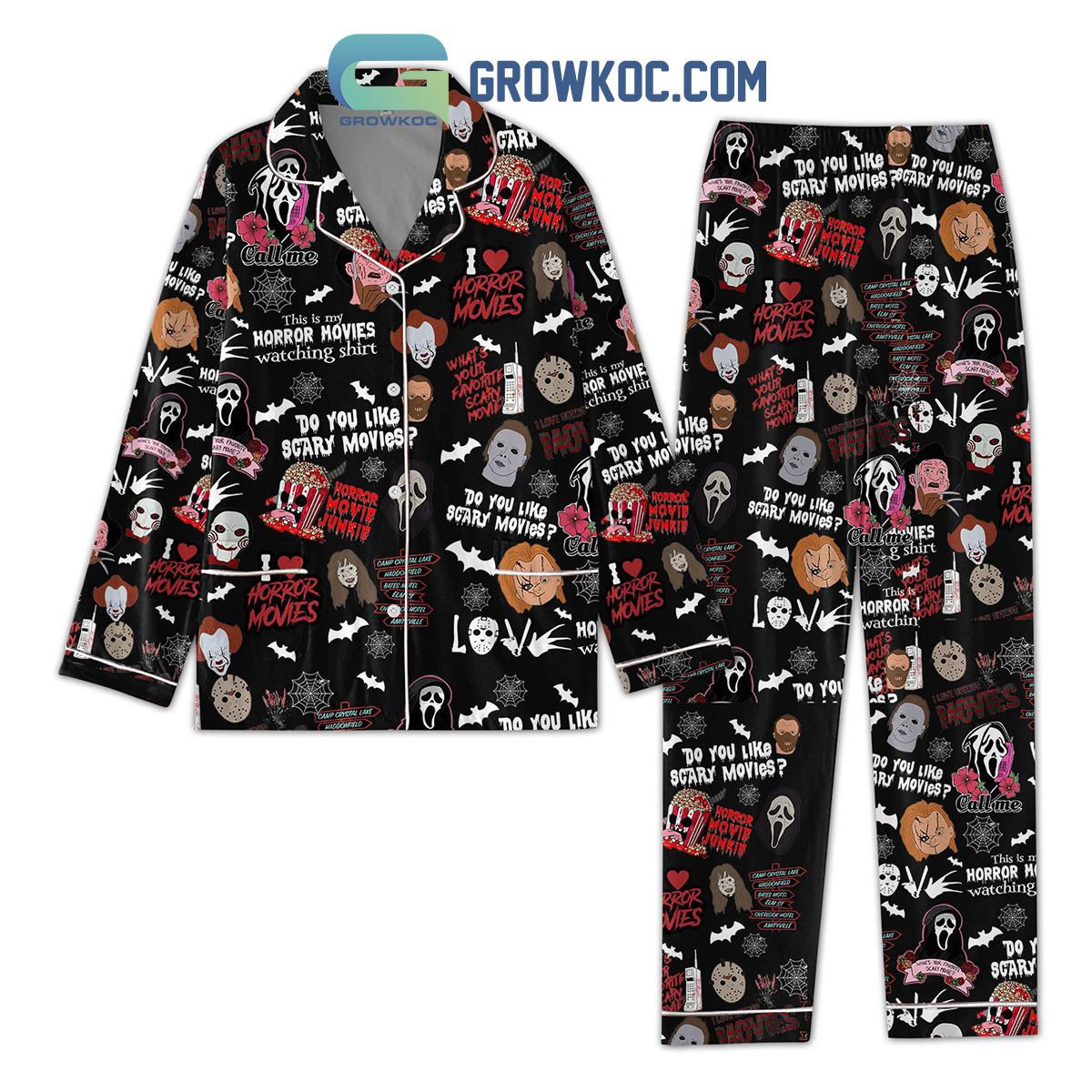 This Is My Horror Movies Watching Shirt I Love Horror Movies Pyjama Pajama Set Nva