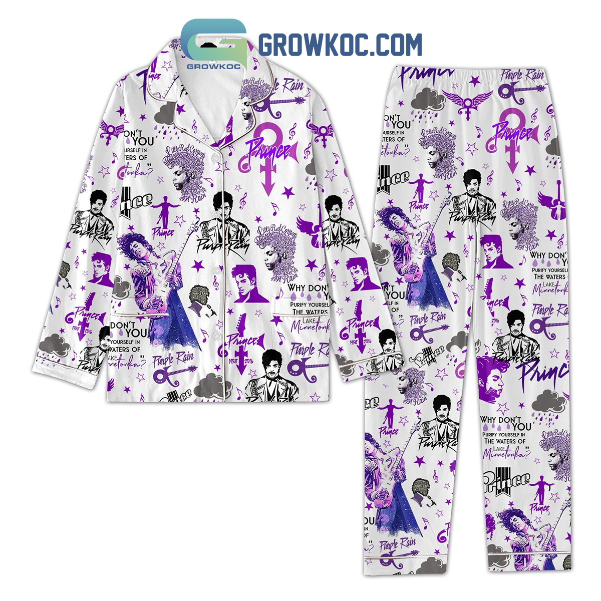 Prince Purple Rain Why Don?T You Purify Yourself In The Waters Of Lake Pyjama Pajama Set Nva