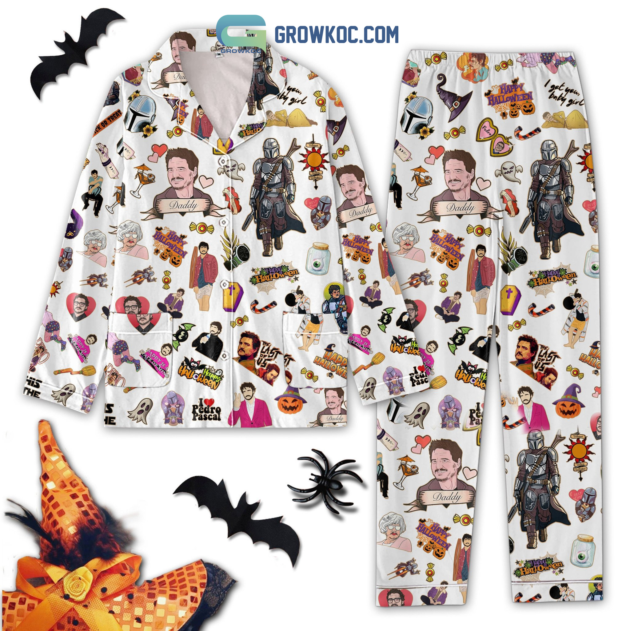 Pedro Pascal Happy Halloween The Last Of Us The Mandalorian Pyjama Pajama Set Nva