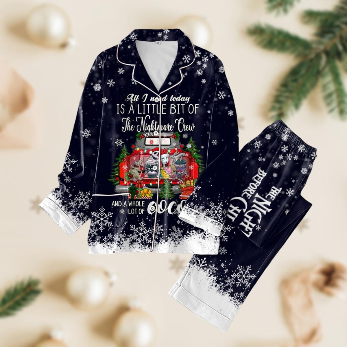 Nightmare Before Pajama Set, Jack & Sally & Oogie Boogie Xmas Pajamas