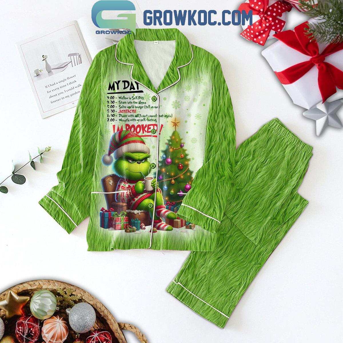 Grinch My Day Was Booked Polyester Family Matching Pajama Set Gifts Hg