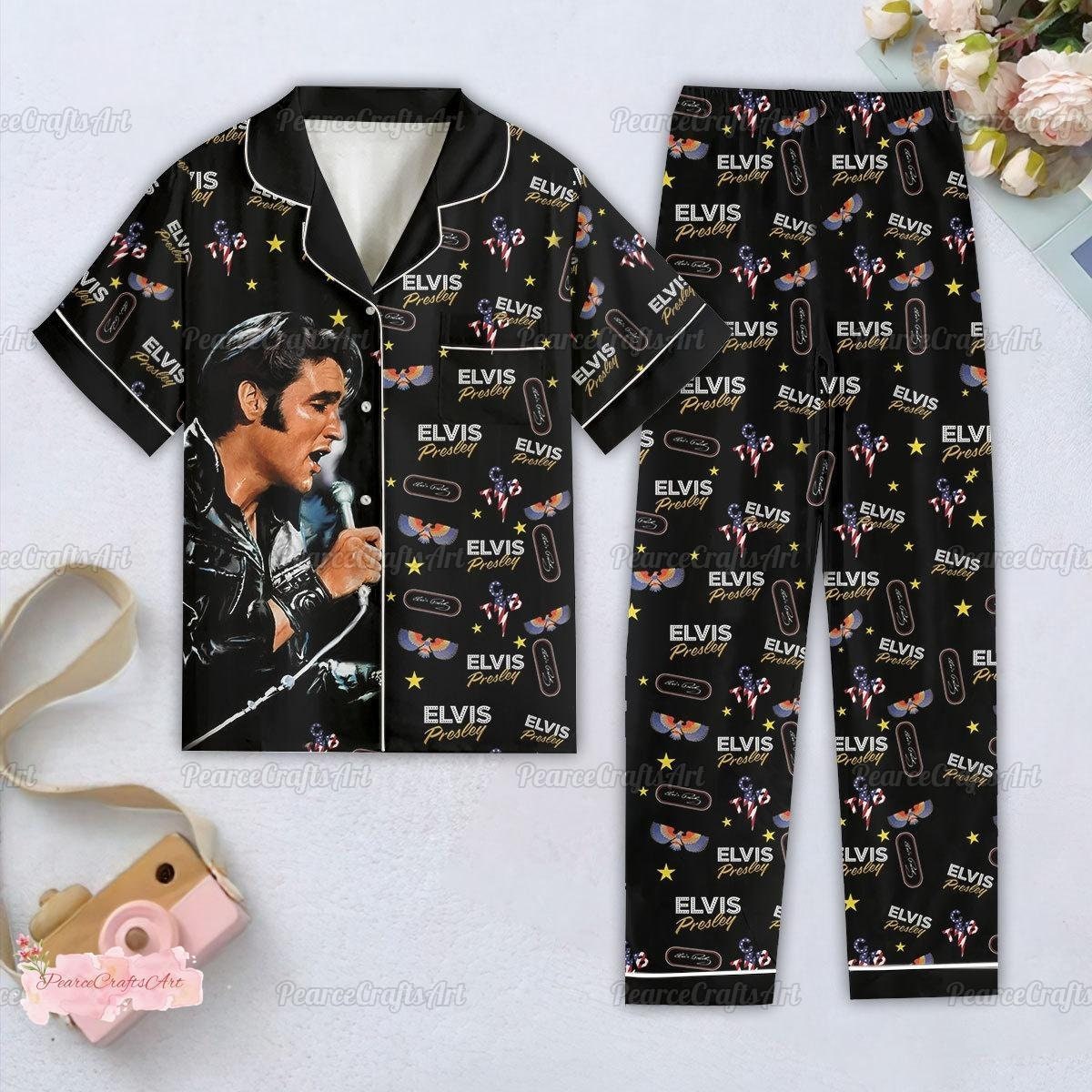 Elvis Presley Pajama Set, Elvis King & Holiday Sleepwear