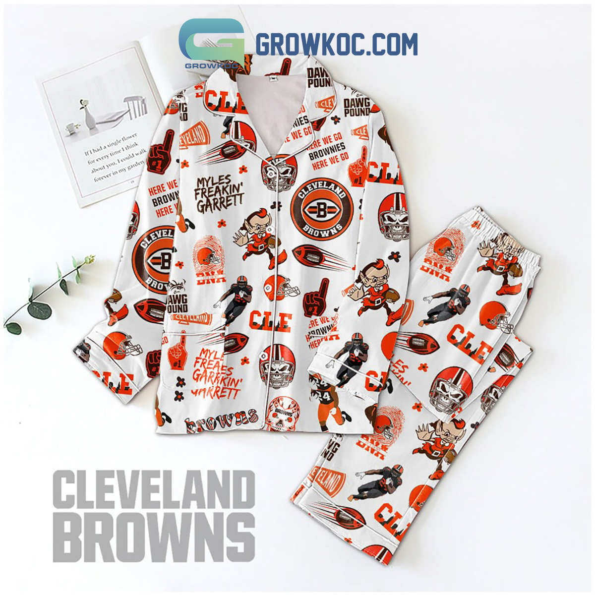 Cleveland Browns Here We Go Brownies Pyjama Pajama Set Nva