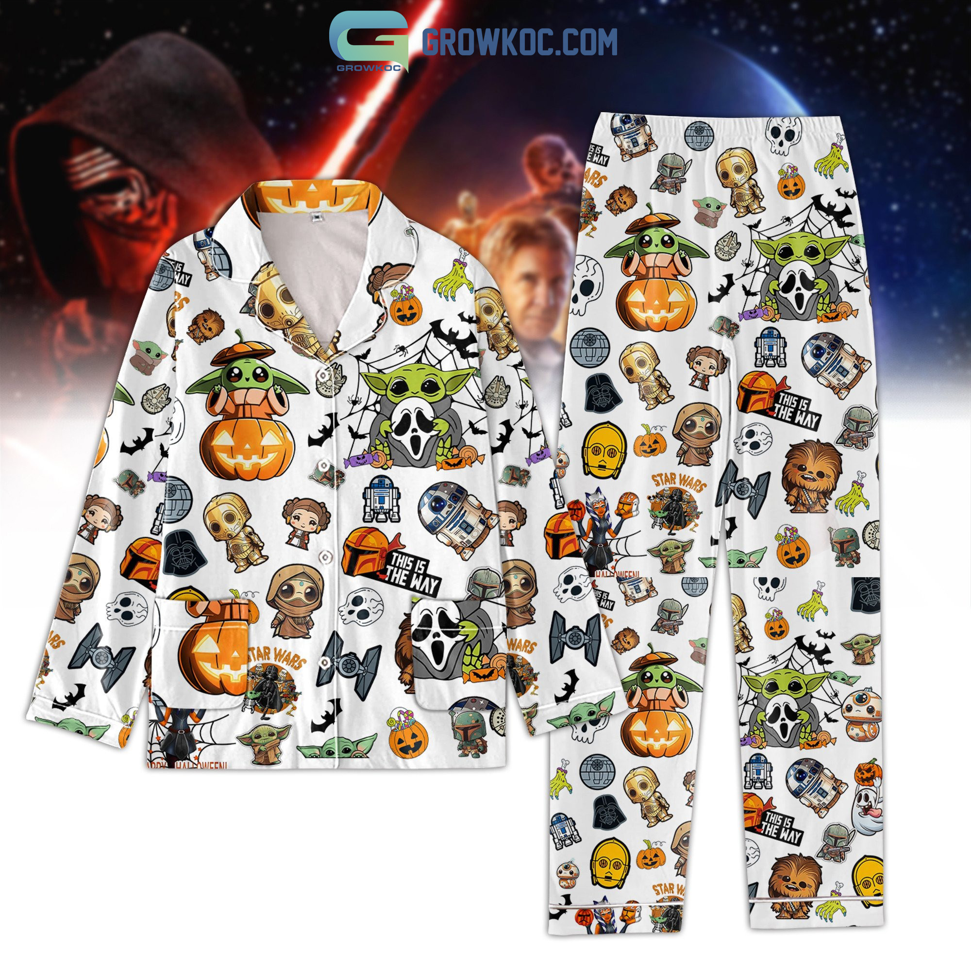 Star War This Is The Way Baby Yoda Halloween Pyjama Pajama Set Nva