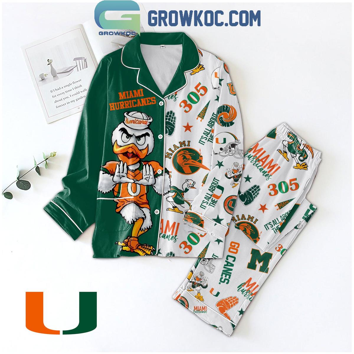 Miami Hurricanes U In My Heart 305 Comfortable Pyjama Pajama Set Nva
