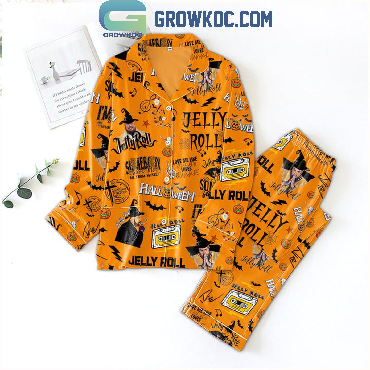 Jelly Roll Save Me From Halloween Comfortable Pyjama Pajama Set Nva Orange