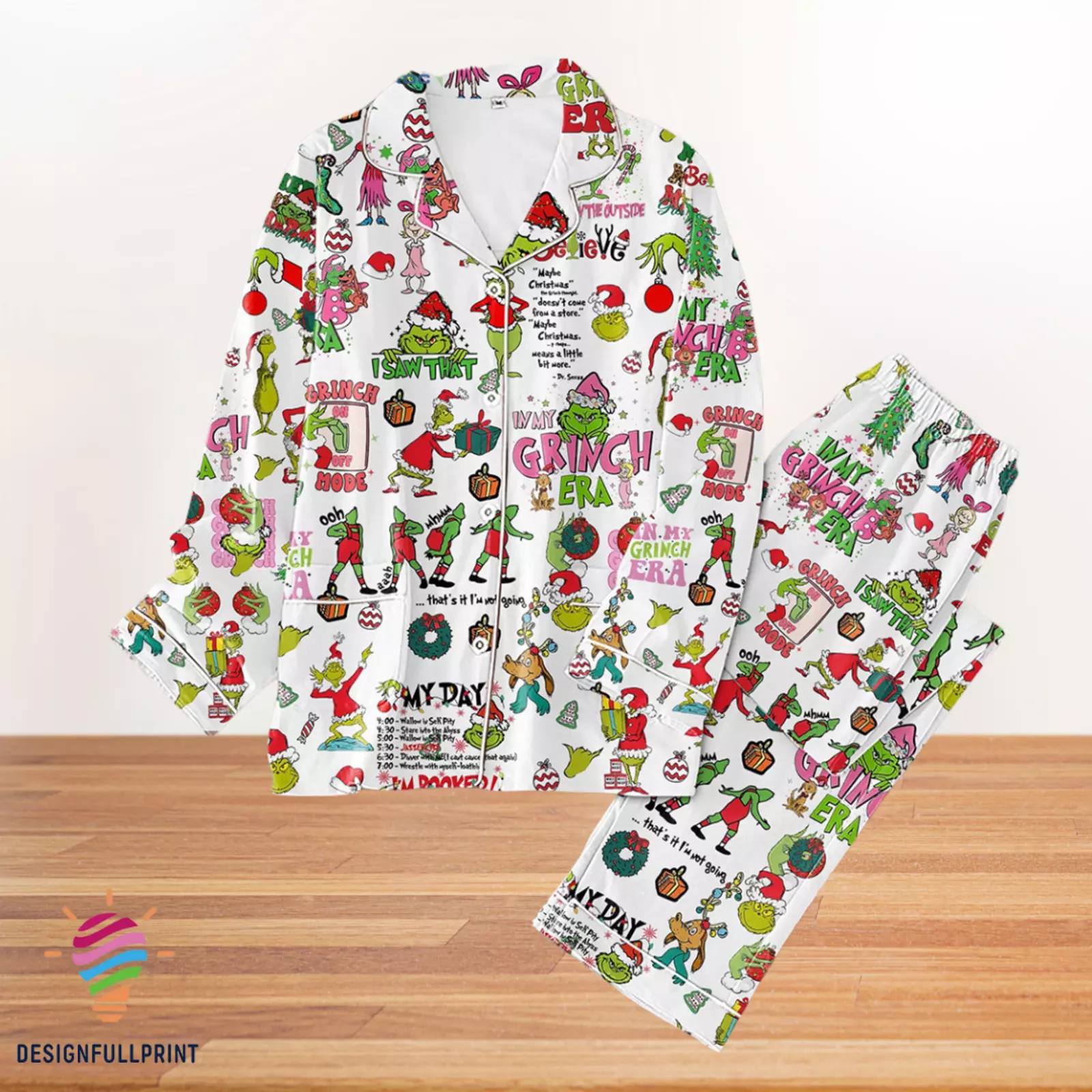 Slep Tken Pattern Men Women Pajama Set Hfn Family Matching Shirt
