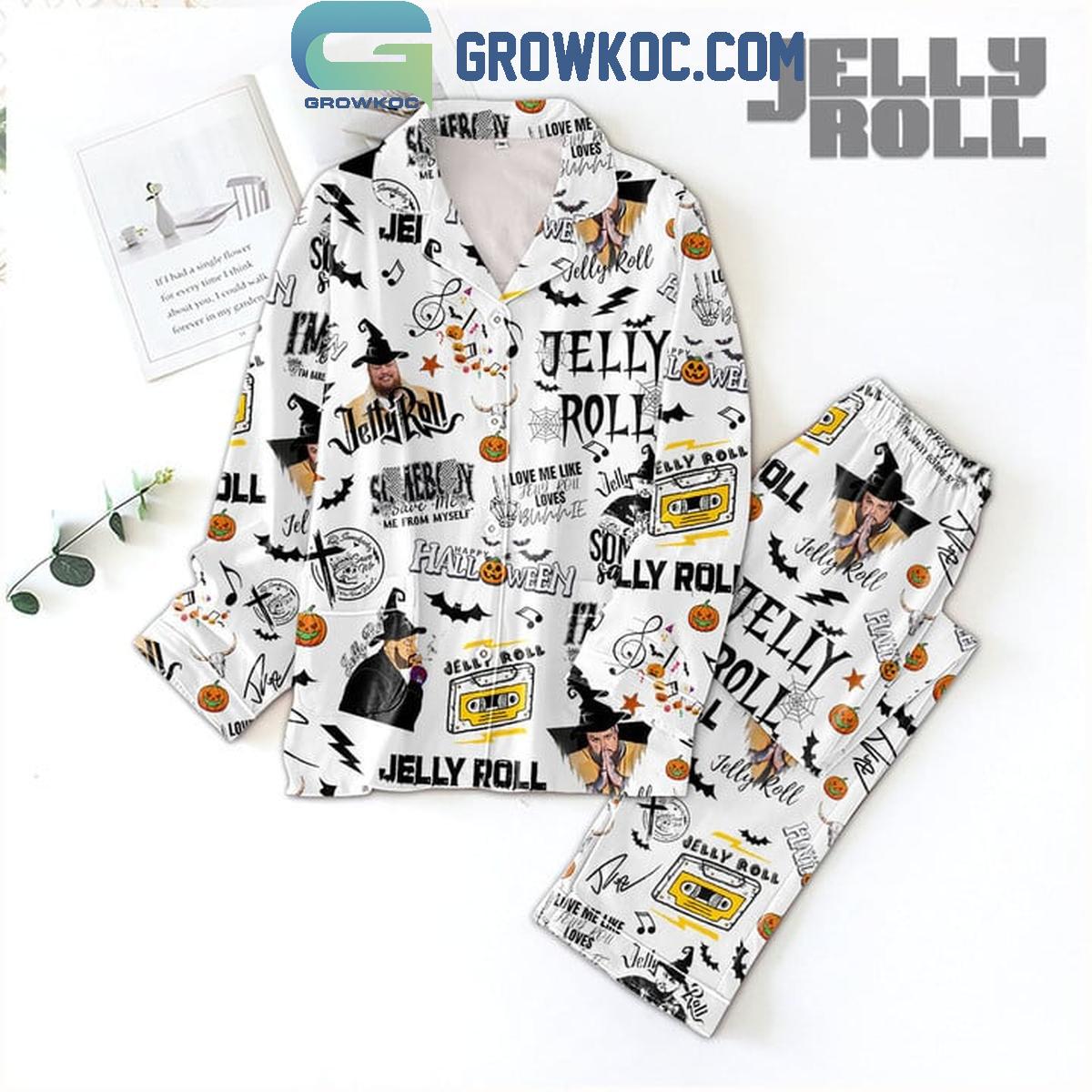 Jelly Roll Save Me From Halloween Comfortable Pyjama Pajama Set Nva White