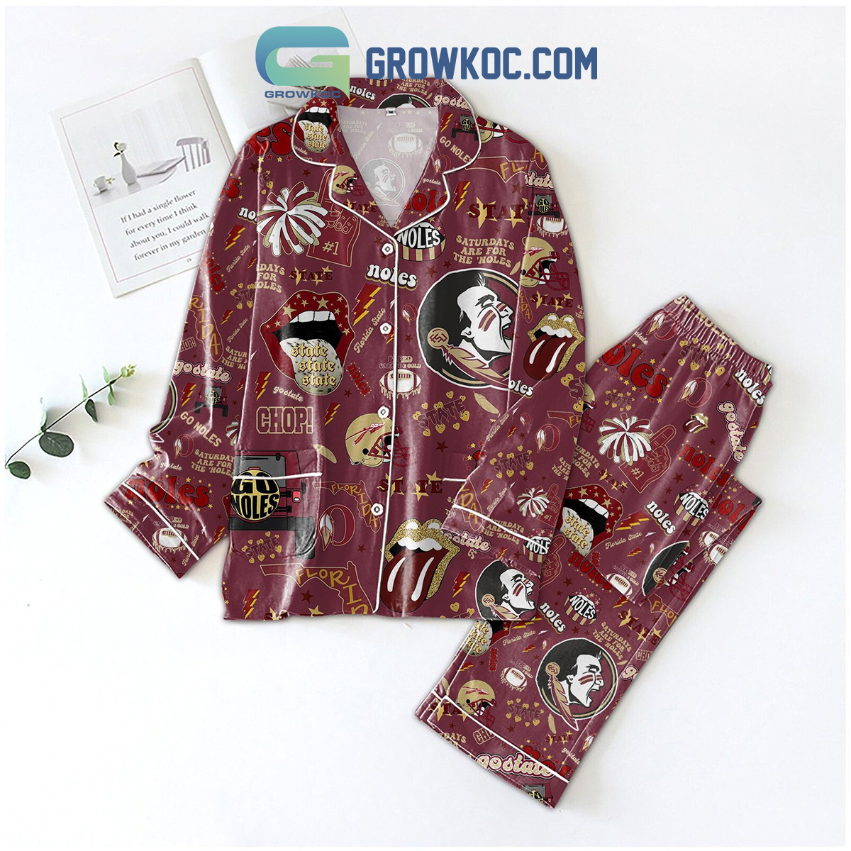Fl Seminoles Go Noles Gostate Pyjama Pajama Set Nva