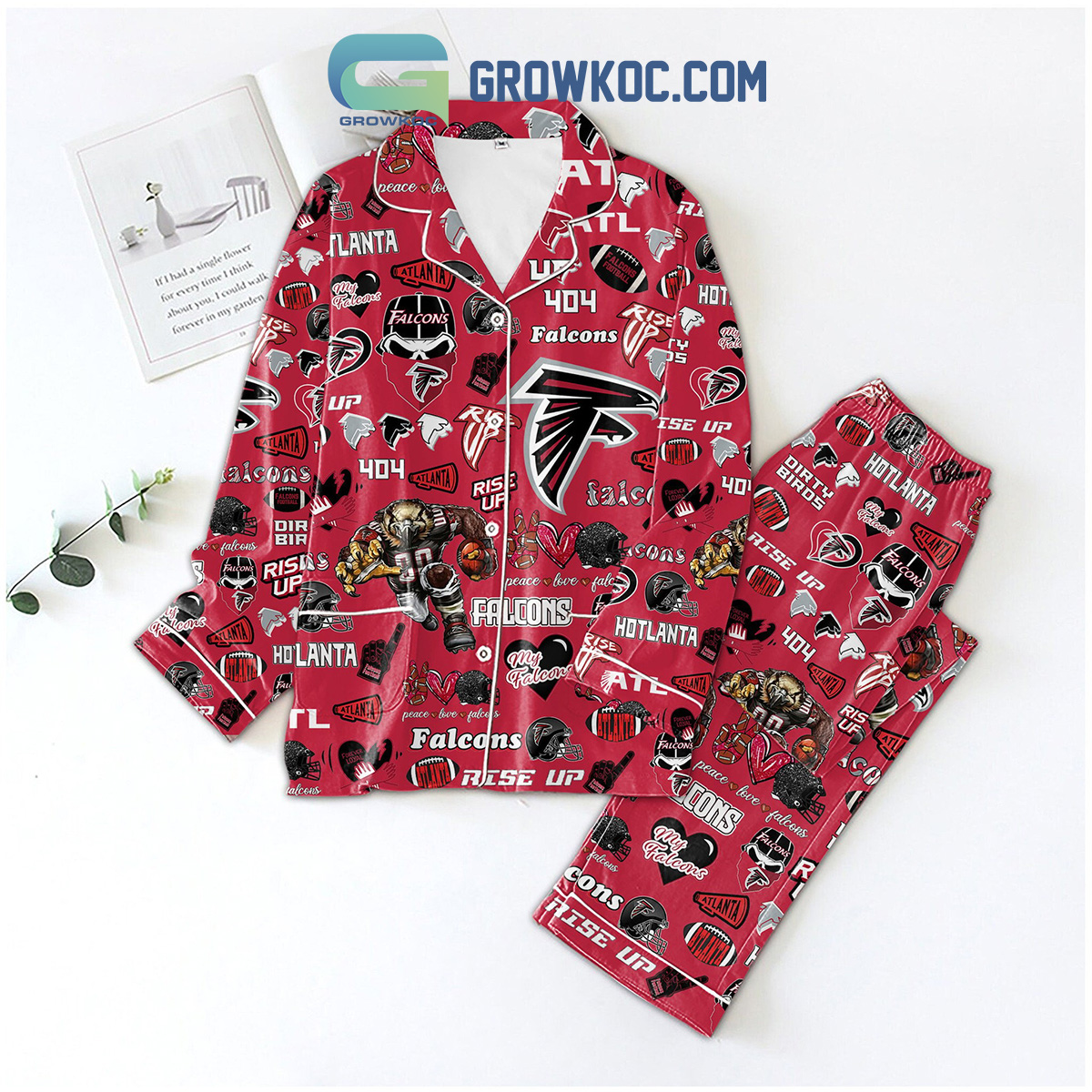 Falcons Mascot Rise Up My Falcons Pyjama Pajama Set Nva