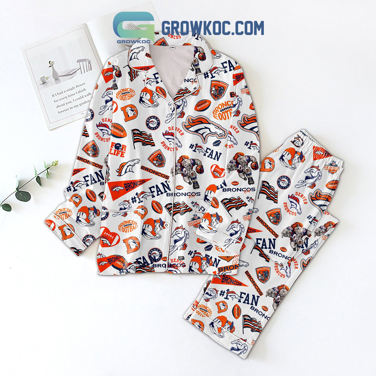 Denver Broncos Football For Life Mascot Pyjama Pajama Set Nva
