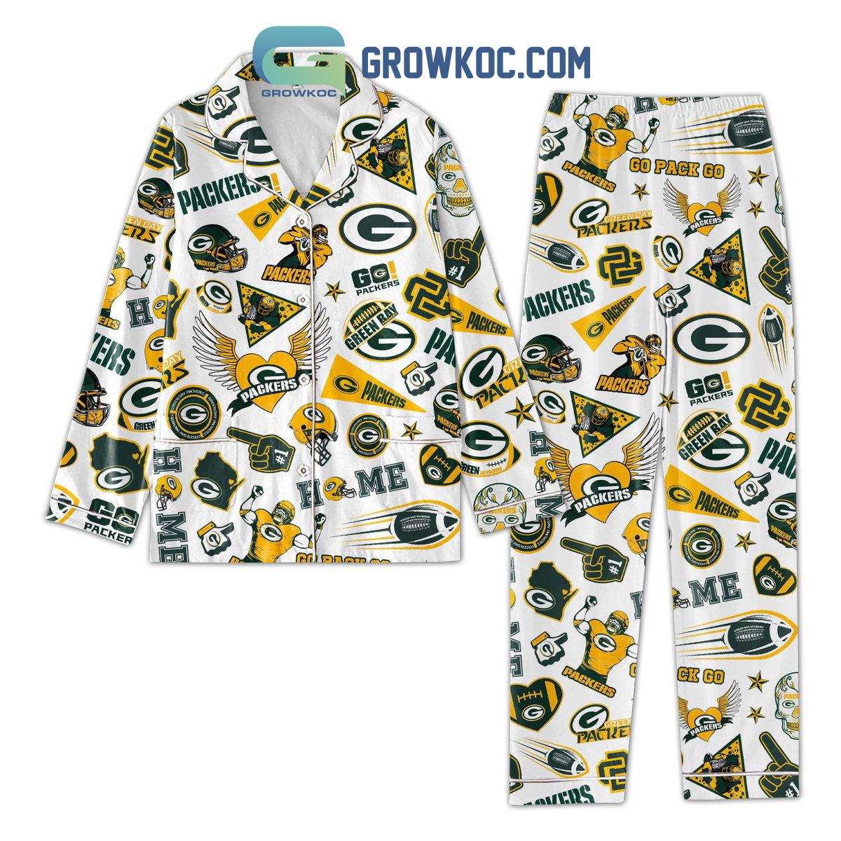 Green Bay Go Pack Go Pyjama Pajama Set Nva