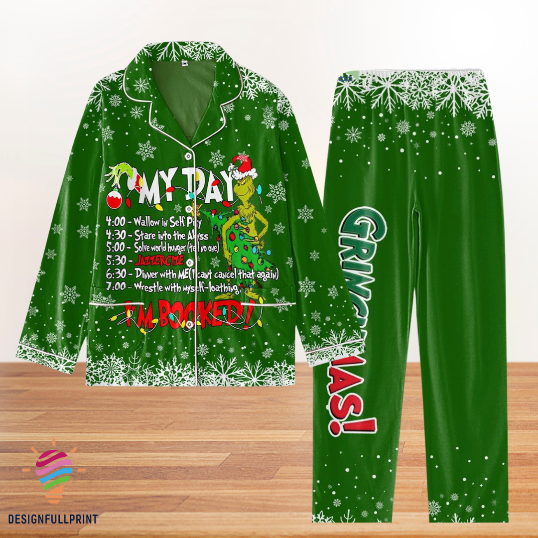 Grinch My Day Jazzercize Im Booked Grinchmas How The Grinch Stole Polyester Pajama Sets Hg