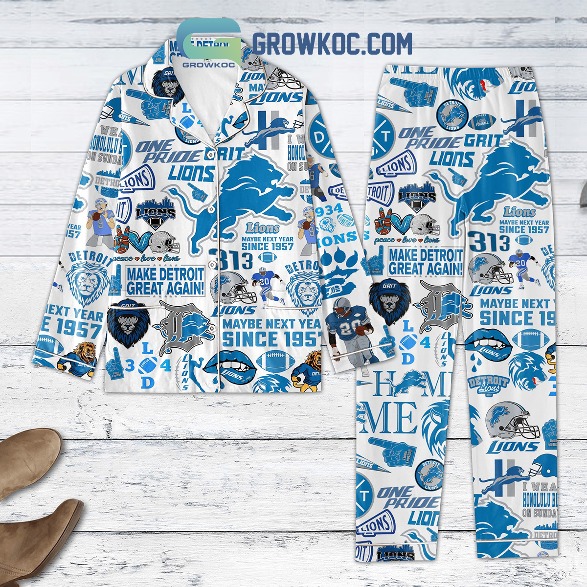 Lions Make Detroit Great Again One Pride Pyjama Pajama Set Nva