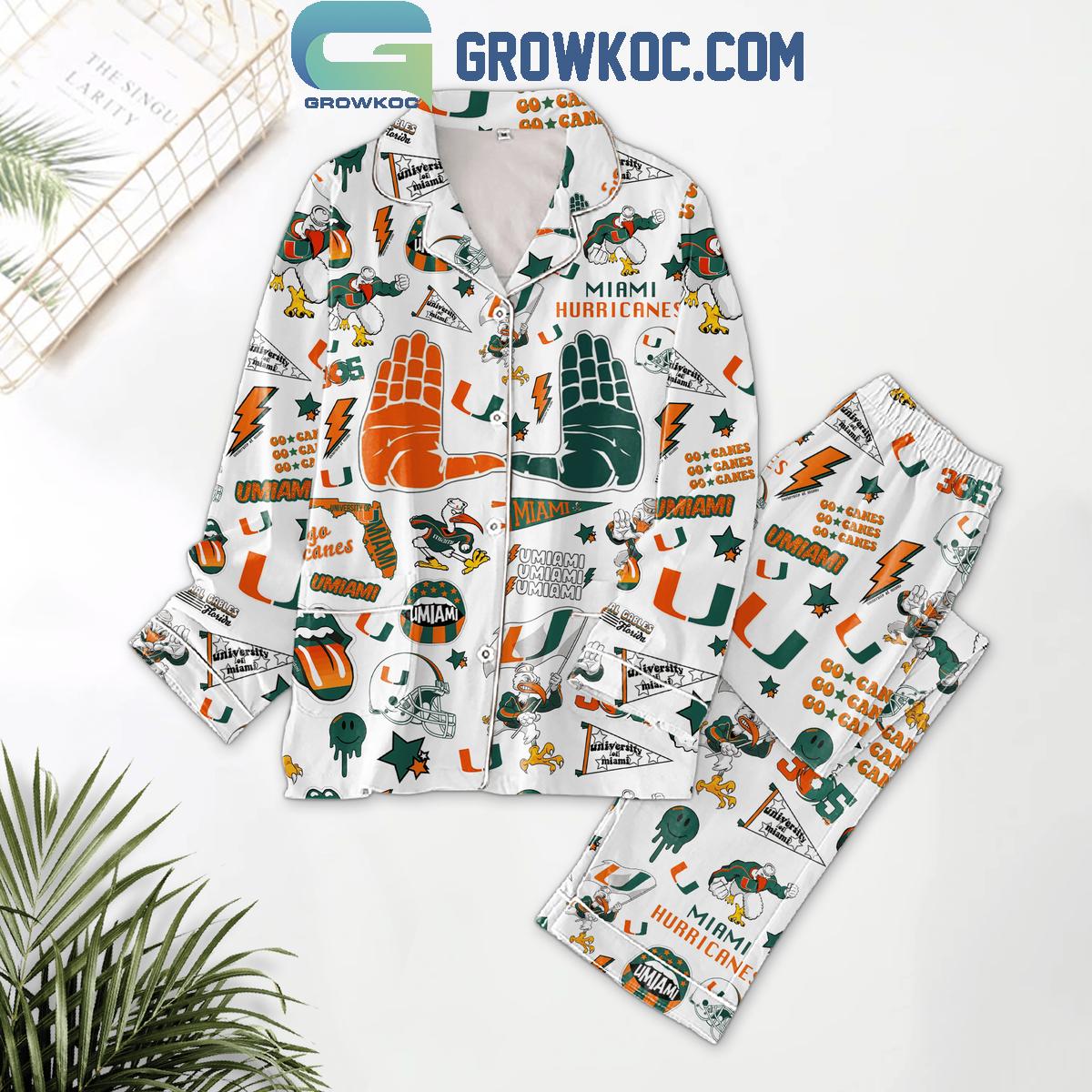 Miami Hurricanes Let?S Go Canes The U 2025 Comfortable Pyjama Pajama Set Nva