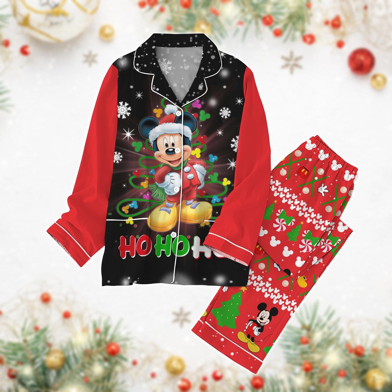Mickey Pajamas Set Hg Set Disney Cartoon Xmas Pj Set Mickey Hohoho Santa Hat Pajamas Set Hg Magic Kingdom Party Gift