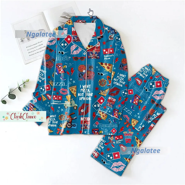 Domino Pizza Pajama Set, Domino Pajamas, Pizza Thick Pajama Qdh Long Sleeve Pyjamas