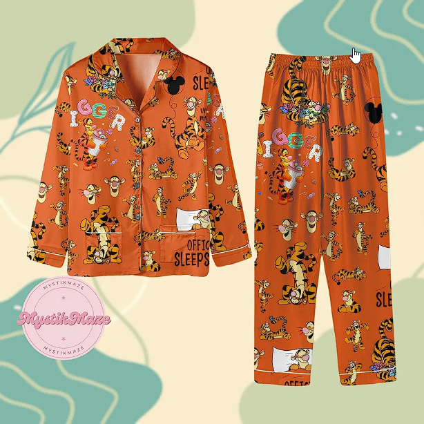 Tigger Pajama Set, Tigger Womens Pajamas, Disney Tigger Holiday Pajama Qdh Long Sleeve Pyjamas