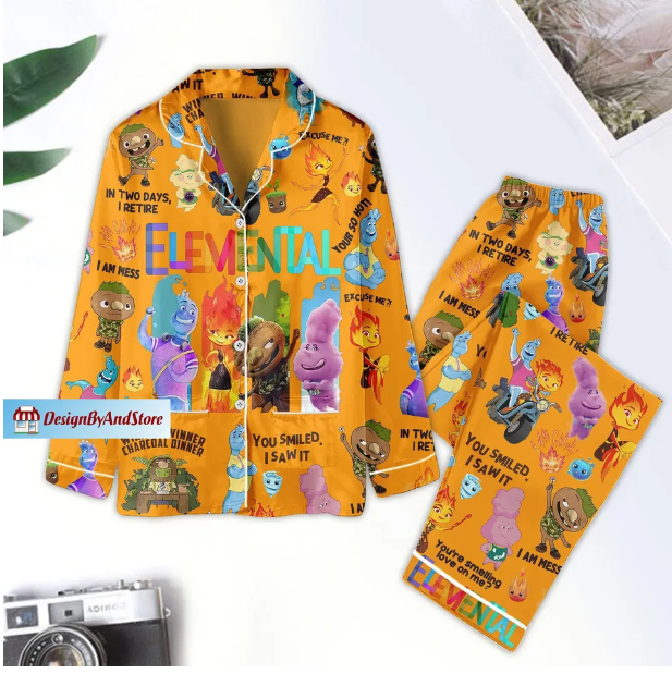 Elemental Pajama Set, Movie Pajama Set, Family Matching Pajama Set Qdh Long Sleeve Pyjamas
