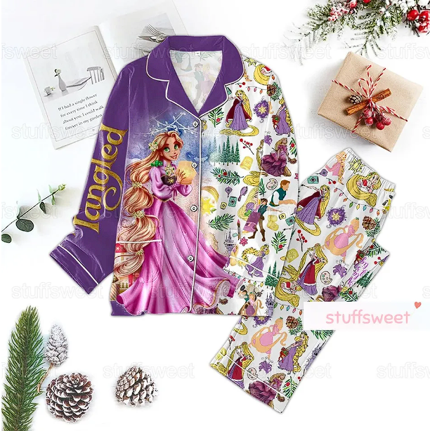 Tangled Pajama Set, Tangled Princess Pajamas, Disney Princess Pajama Qdh Long Sleeve Pyjamas