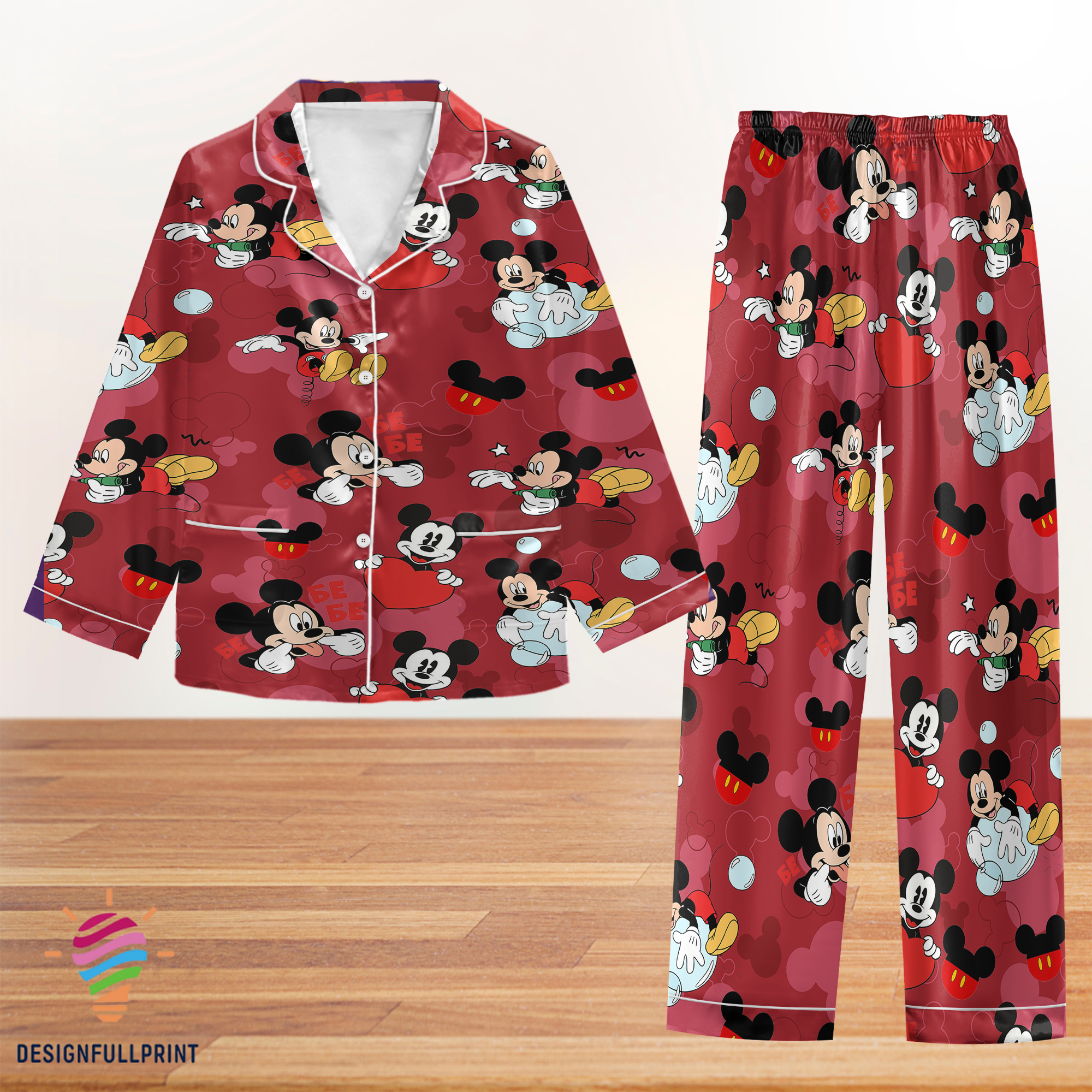 Mickey Mouse Pajama Set, Disney Mickey Pajamas, Mickey Holiday Pajama Set Qdh Long Sleeve Pyjamas