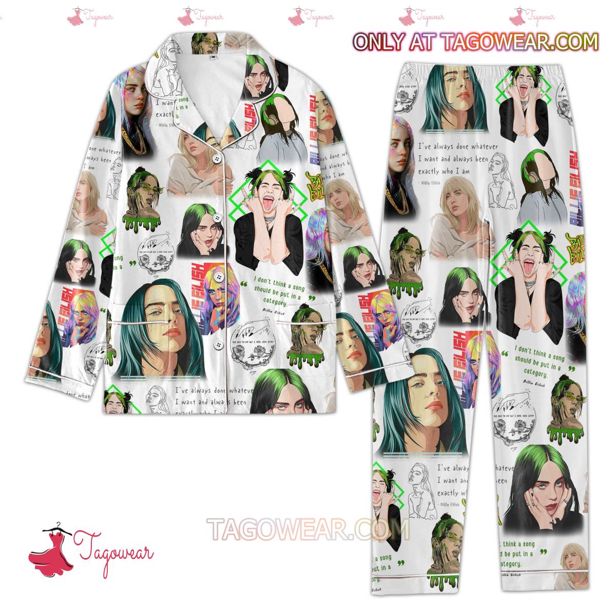 Billiee Eiliesh Singer Pattern Women Pajama Set Hfn Family Matching Shirt
