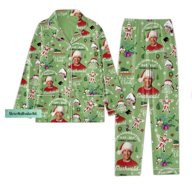 Griswold Pajamas, Griswold Pajama Set, Griswold Womens Pajama Set Qdh Long Sleeve Pyjamas