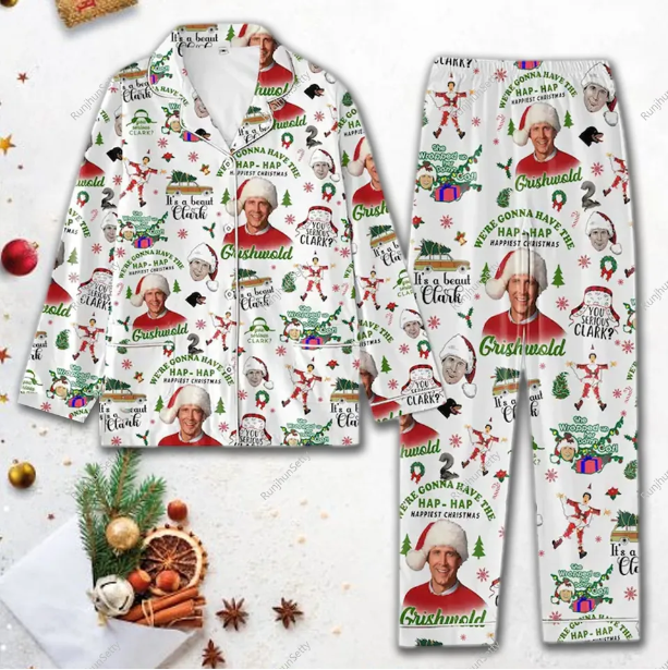 Griswold Pajama Set, Griswold Womens Pajamas, Griswold Night Pajama Set Qdh Long Sleeve Pyjamas