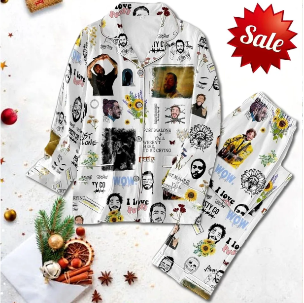Post Malone Pajama Set, Post Malone Pajamas, Post Malone Pajama Set Qdh Long Sleeve Pyjamas