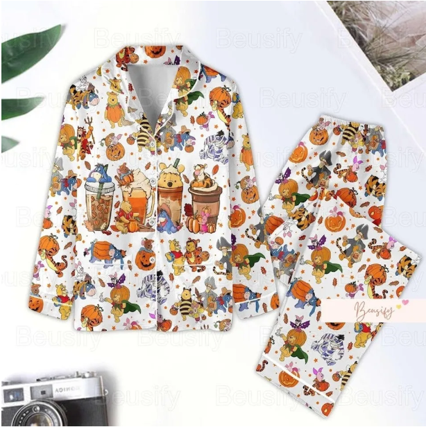 Disney Friend Pajama Set, Winnie Fall Pajamas, Bear Pajama Set Qdh Long Sleeve Pyjamas