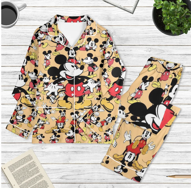 Mickey Pajama Set, Disney Mickey Pajama Pants, Magical Kingdom Pajama Set Qdh Long Sleeve Pyjamas