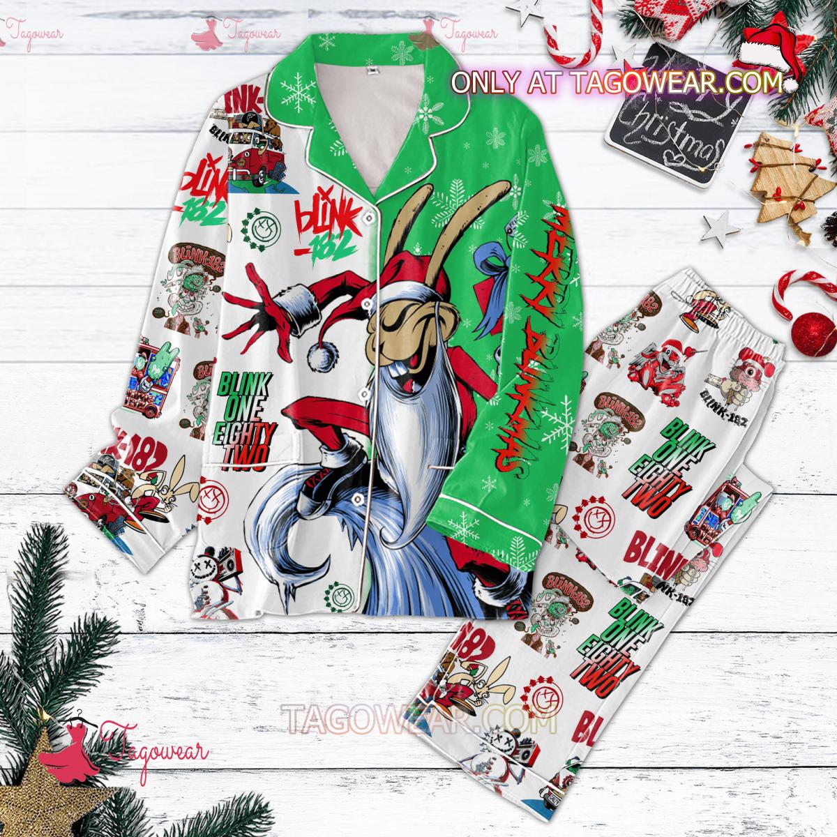 Blink-182 Merry Blinkmas Blink One Eighty Two Men Women Pajama Set Hfn Family Matching Shirt