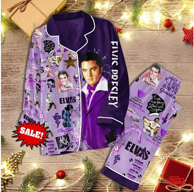 Elvis Pajama Set, Elvis Presley Pajamas, Elvis King Pajama Qdh Long Sleeve Pyjamas